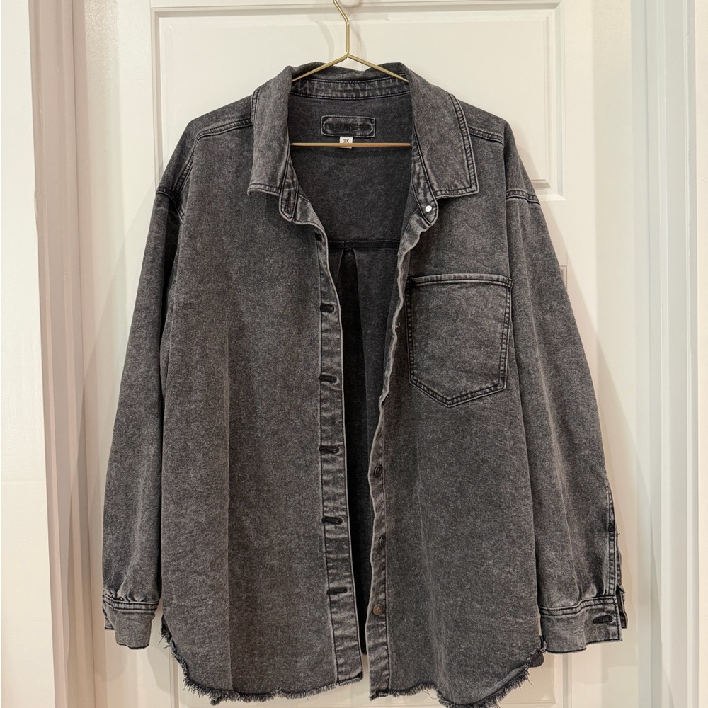 Maurices Charcoal Denim shacket 3x